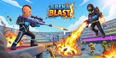Chiến đấu bên trong đấu trường sân vận động đầy khán giả hò treo với game Arena Blast