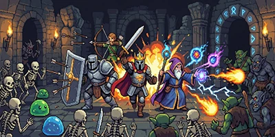 Chiến đấu chinh phục các hầm ngục trong game Dungeon Warlord: Pixel RPG