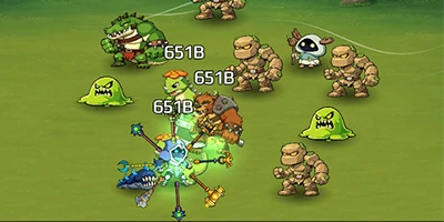 Hợp nhất các vũ khí để chúng bay xung quanh nhân vật trong Idle Blades: Fantasy Master