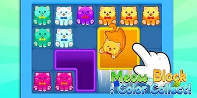 Di chuyển những khối hố để gom mèo trong game giải đố Meow Block: Color Collect