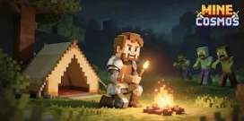 Mine Cosmos game mô phỏng chiến thuật với phong cách đồ họa khối hộp của Minecraft