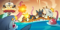 Bảo vệ chiếc bè trước bọn quái vật biển trong game Raft Survivors: Build & Bullet