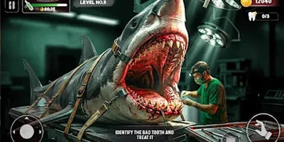 Làm nha sĩ chữa răng cho cá mập trong game mô phỏng Shark Teeth Dentist Simulator